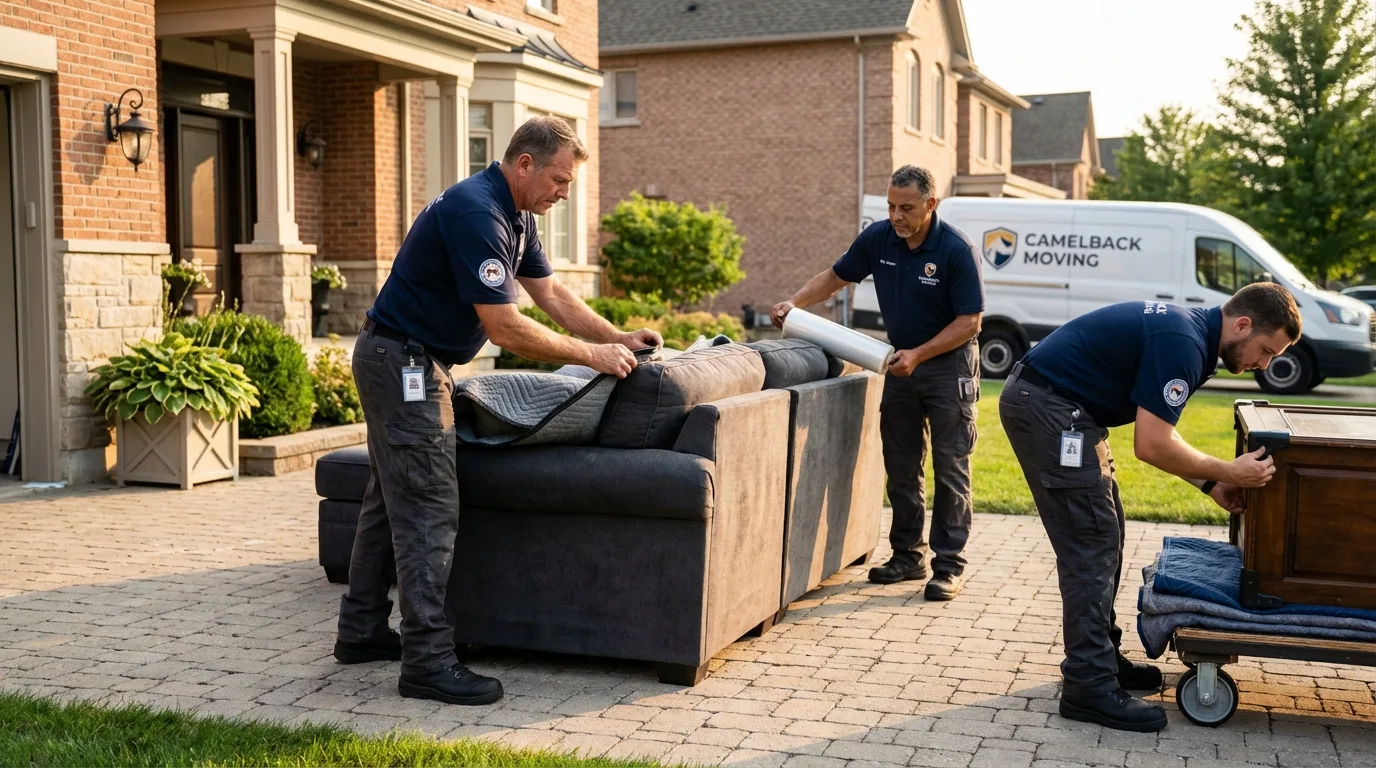 Large estate moving crew wrapping furniture in Friendship, WI